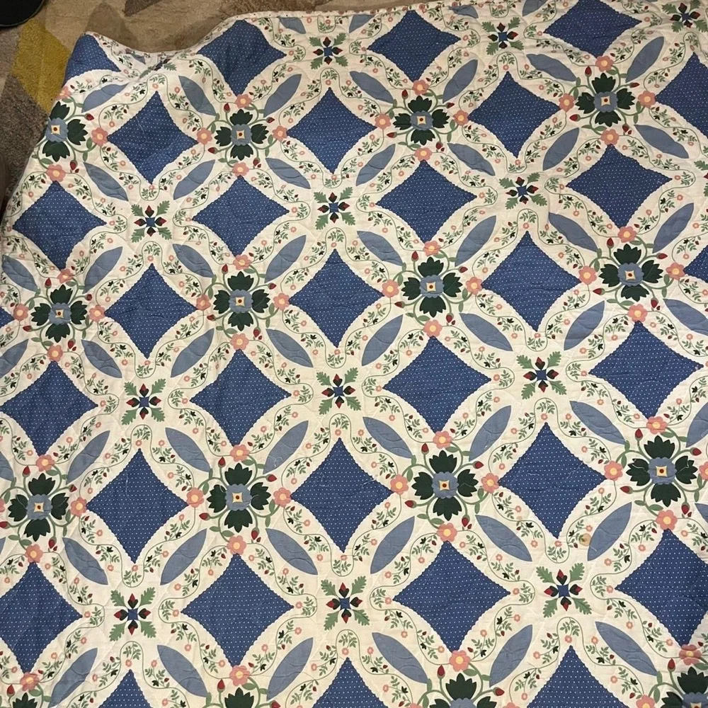 Vtg Dan River Floral Quilt Bedspread Comforter Coverlet Twin Made in USA